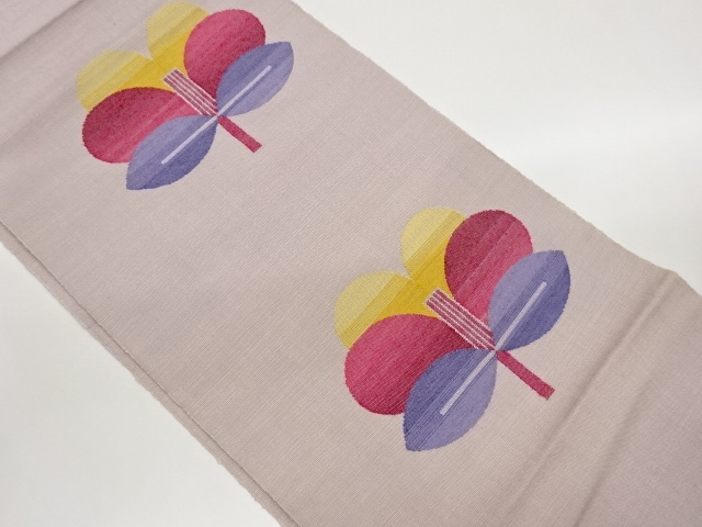 JAPANESE NAGOYA OBI / TSUMUGI / WOVEN ABSTRACT PLANTS